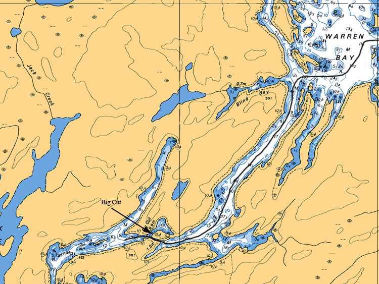 Warren Bay to Big Cut Map