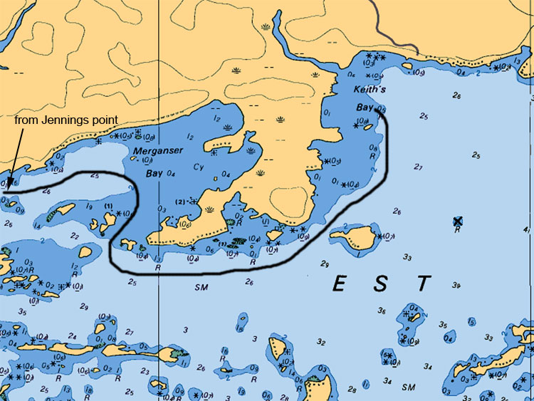 Merganser Bay to Keith's Bay Map
