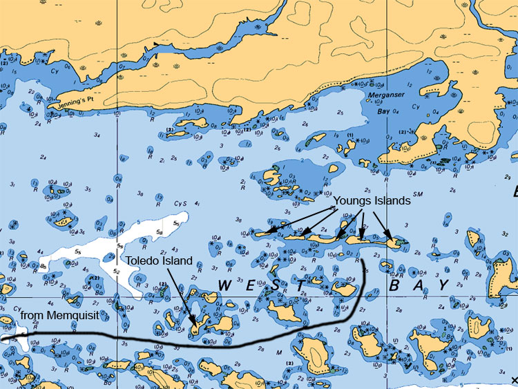 Toledo Island to Young's Island Map